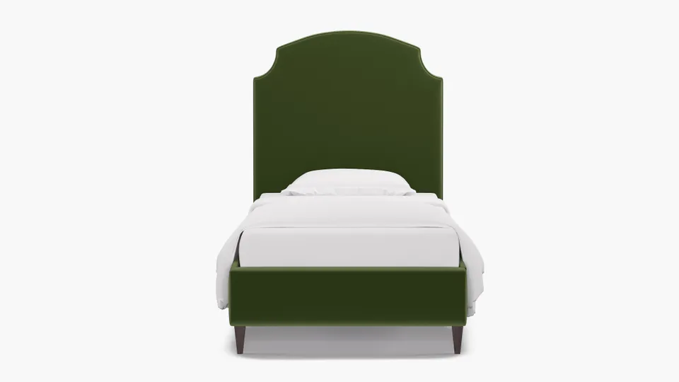 Cove Bed, Essex Performance Velvet, Espresso Square Tapered Leg, Twin