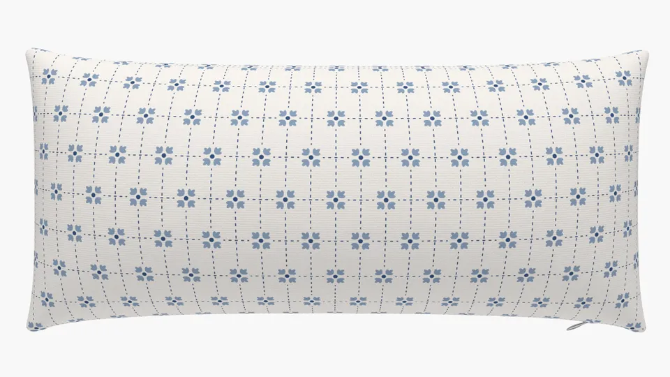 Throw Pillow 14" x 30", Delft Meadow Check, 14" x 30"