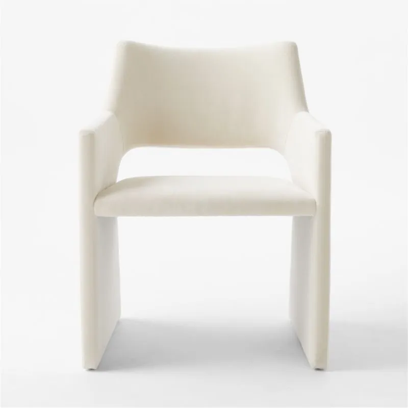 Foley Snow White Performance Velvet Dining Armchair Set of 4