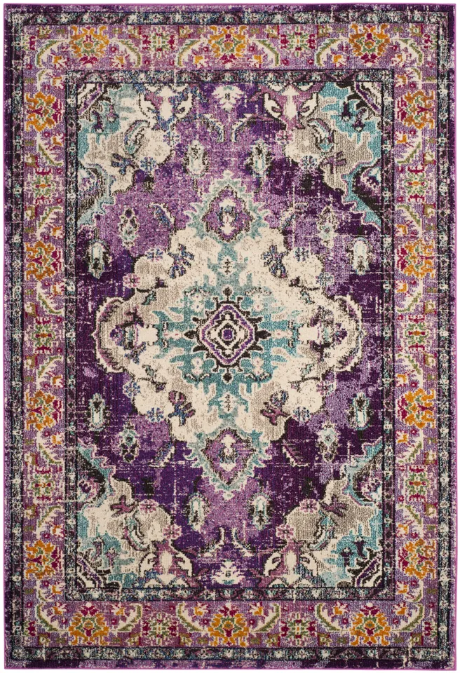 Arlo Home Woven Area Rug, MNC243L, Violet/Light Blue,  6' 7" X 9' 2"