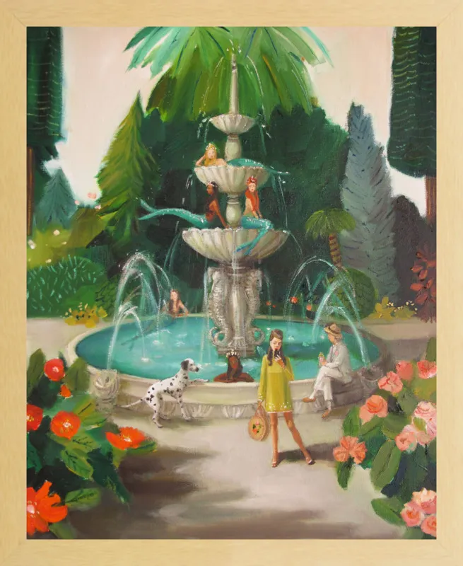 Selfie At The Mermaid Public Fountain by Janet Hill for Artfully Walls