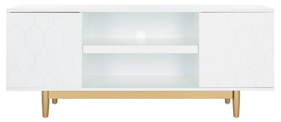 Kit 2 Shelf Pattern Mediastand - White / Gold