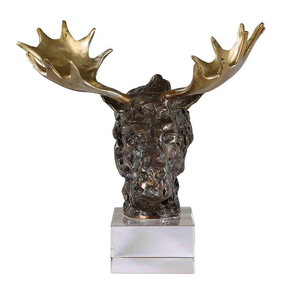 Moose Bust Bronze Sculpture