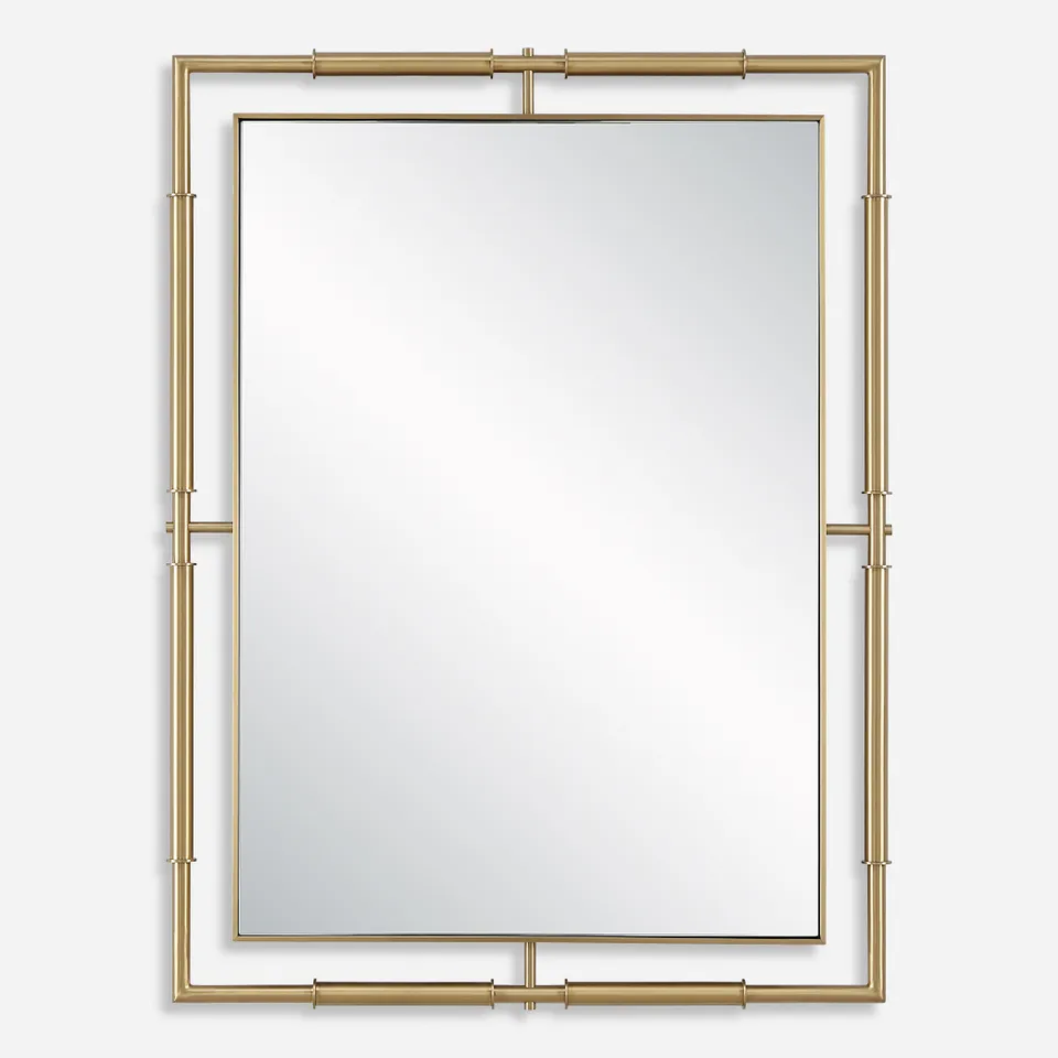 It's All Connected Rectangle Brass Mirror