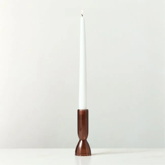 Melina Brown Glass Taper Candle Holder Large