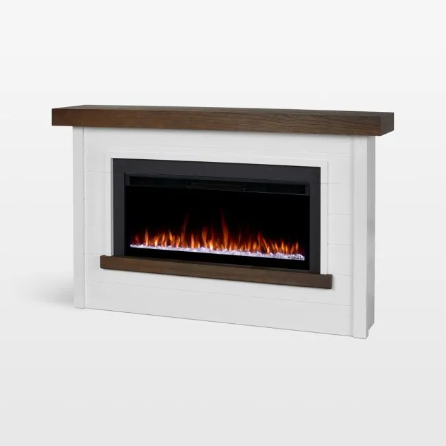 Brynwood White and Brown Wood with Landscape Smart Electric Fireplace 67"