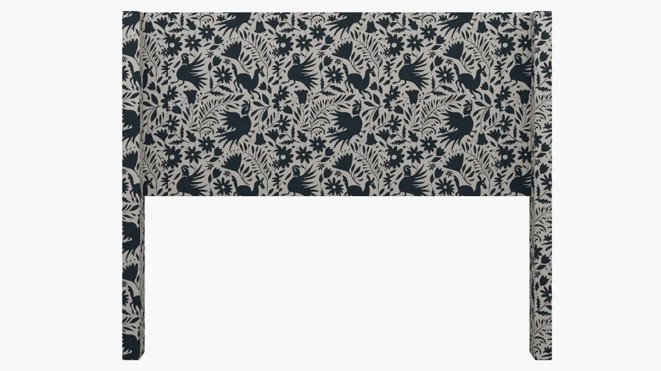 Modern Wingback Headboard, Ink Frida, Queen