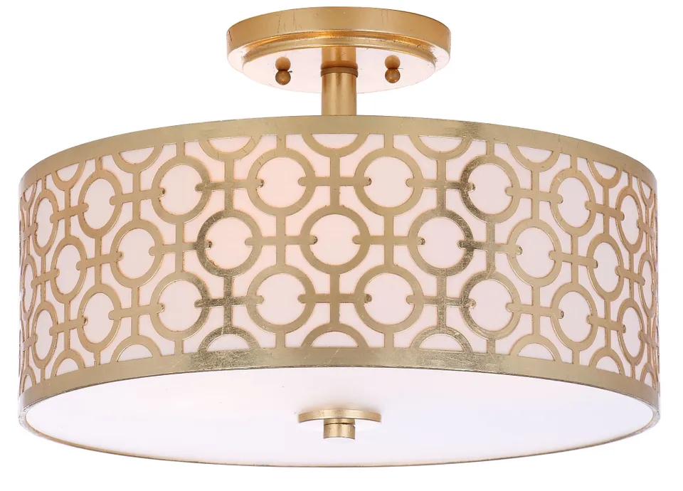 Vera Chain-Link 3 Light 15.5-Inch Diameter Flush Mount - Gold