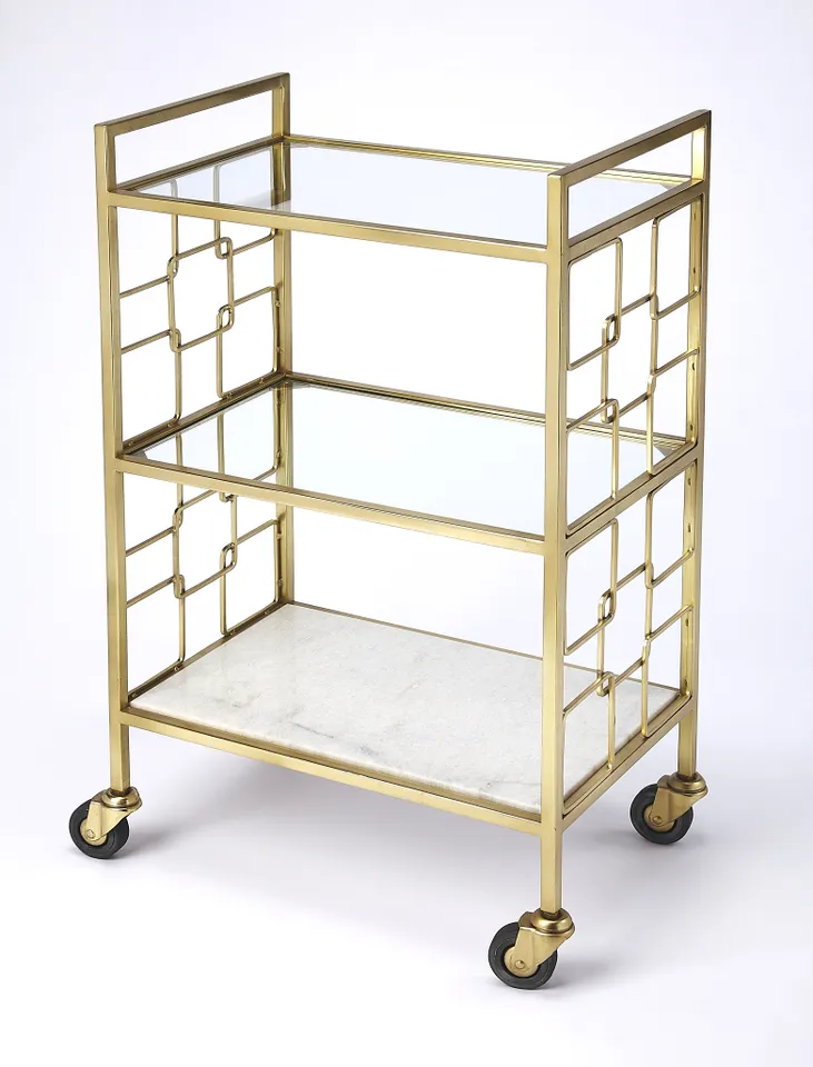 Arcadia Polished Gold Bar Cart