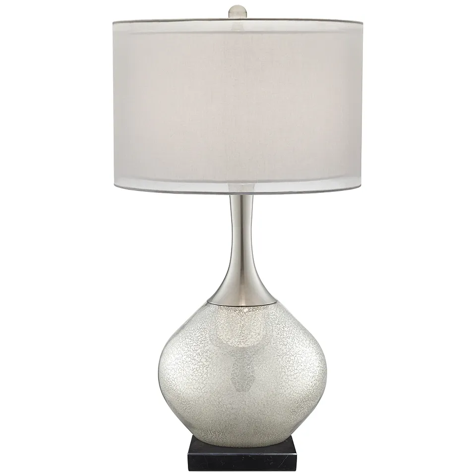 Possini Euro Swift Mercury Glass Table Lamp with Square Black Marble Riser