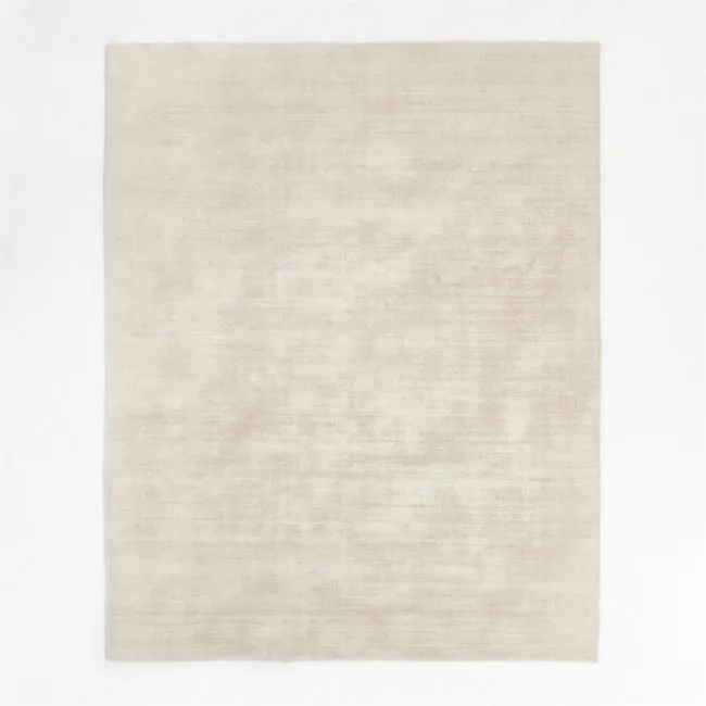 Laval Viscose Handwoven Solid Ivory Area Rug 9'x12'