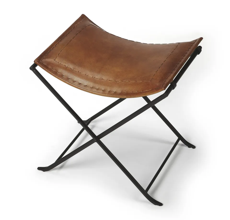 Melton Brown Leather Stool