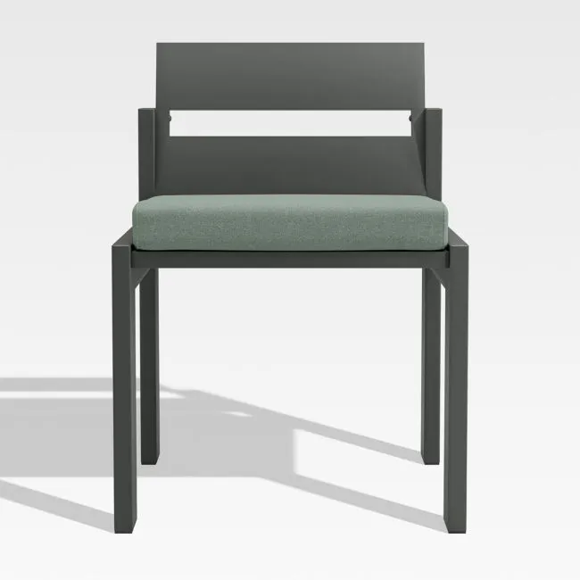 Walker Metal Outdoor Dining Chair with Canvas Spa Blue Sunbrella ® Cushions