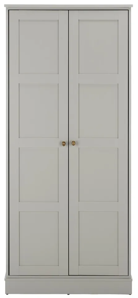 Shafa 2 Door Wardrobe - Light Gray / Brass