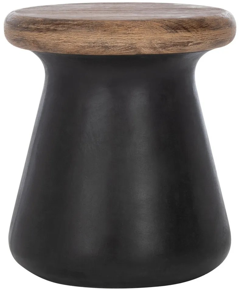 Button In/Outdoor Round Concrete 18.1"  Accent Stool - Black