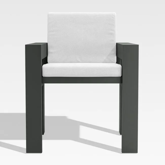 Walker Metal Outdoor Dining Armchair with Canvas White Sunbrella ® Cushions