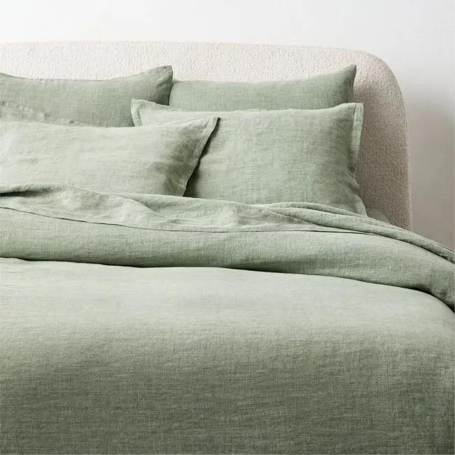 Premier Sage Green European Heathered Linen King Duvet Cover