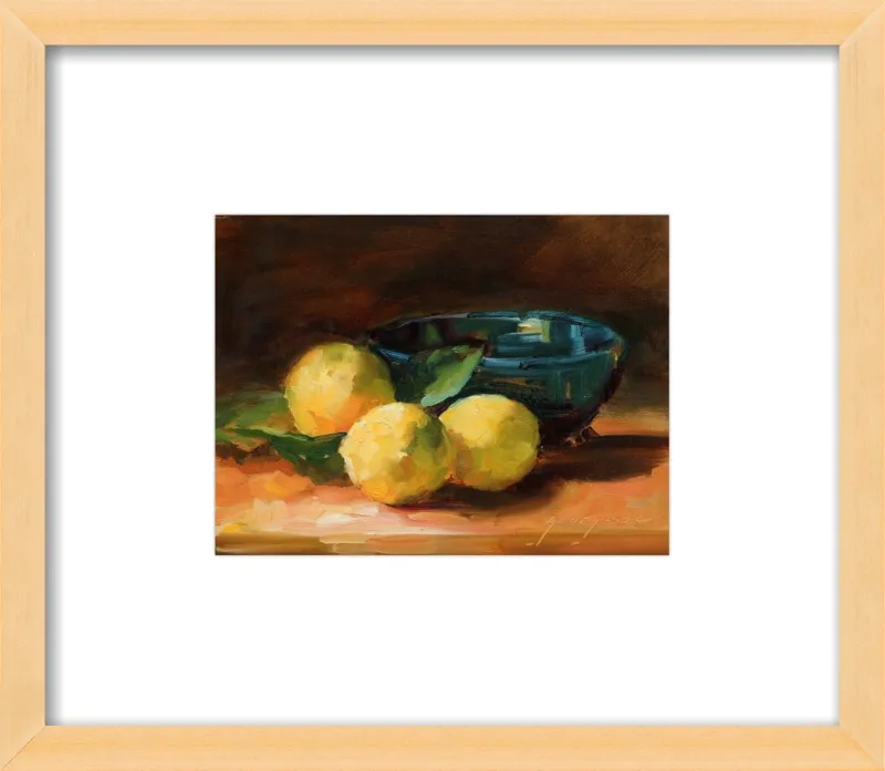 Lemons and Blue Bowl by Georgesse Gomez for Artfully Walls