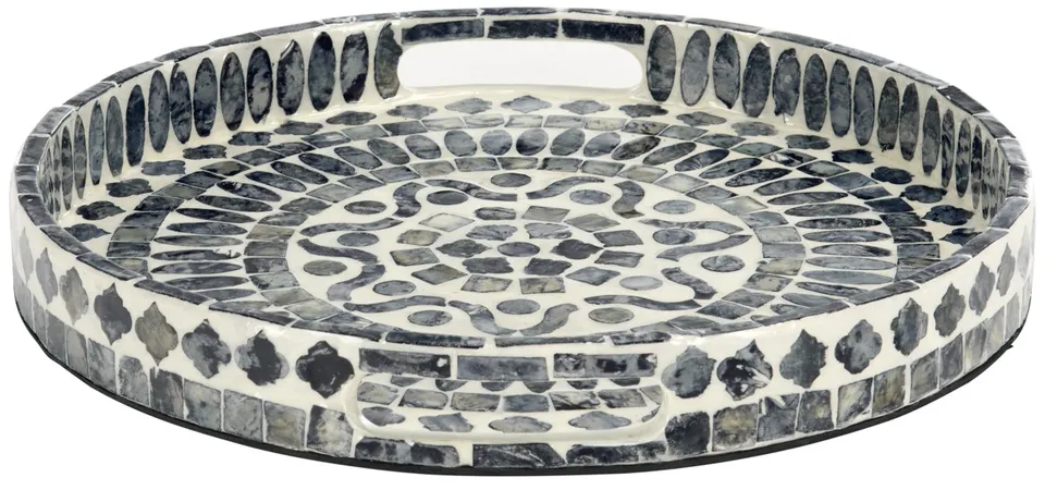 Yaneth Round Tray - Gray / White