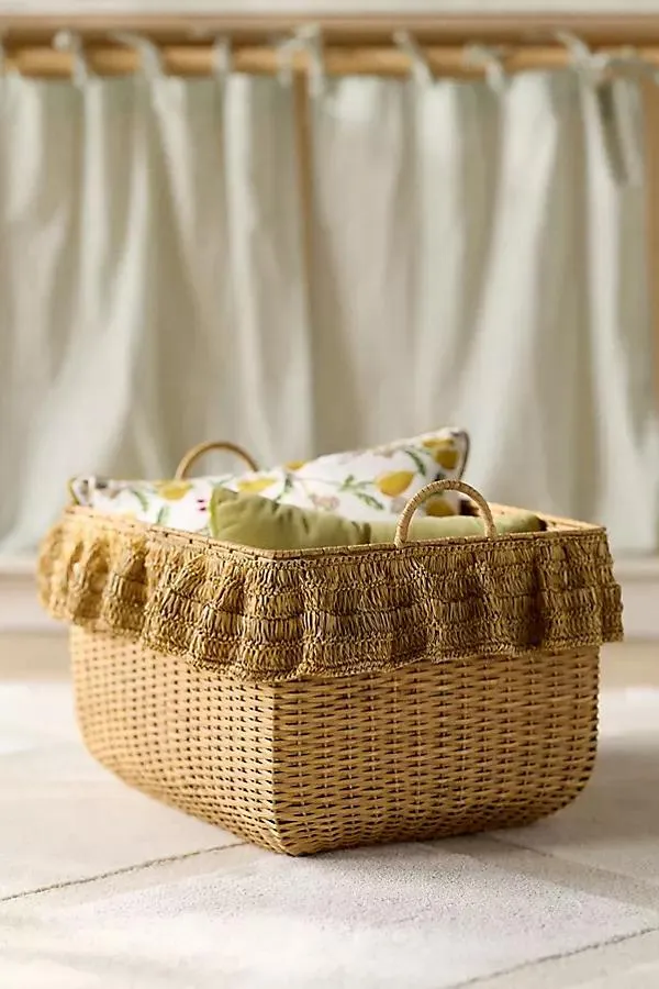 Estelle Ruffle Rattan Basket