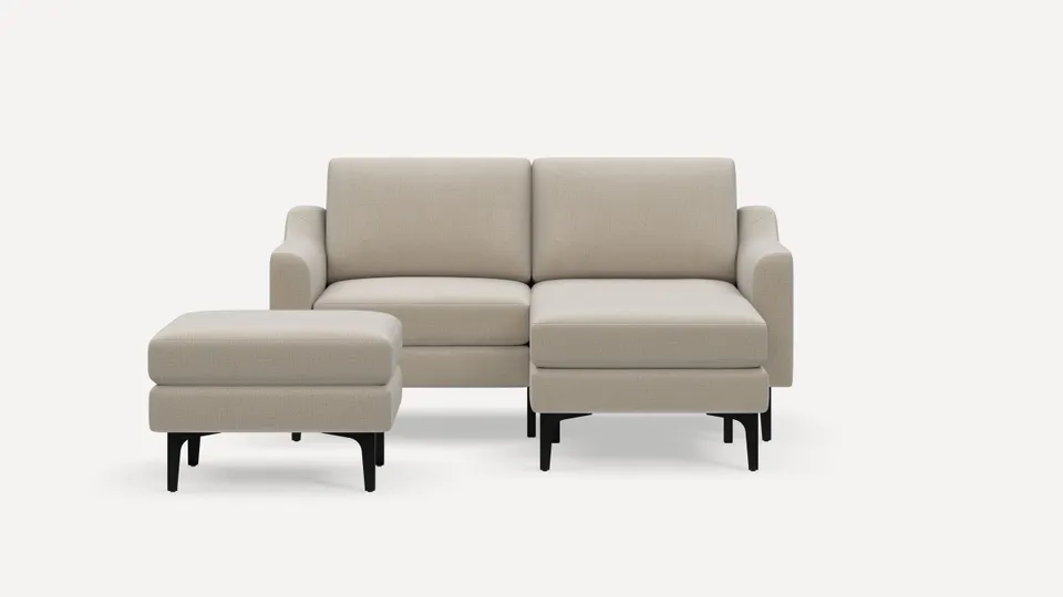 Nomad Loveseat with Chaise and Ottoman - Georgia Clay - Performance Chenille / Black - Metal / Slope