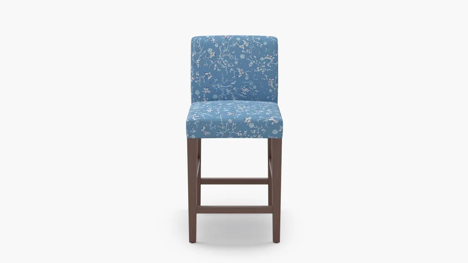 Signature Dining Counter Stool, Blue Mariposa, Walnut Square Tapered Leg