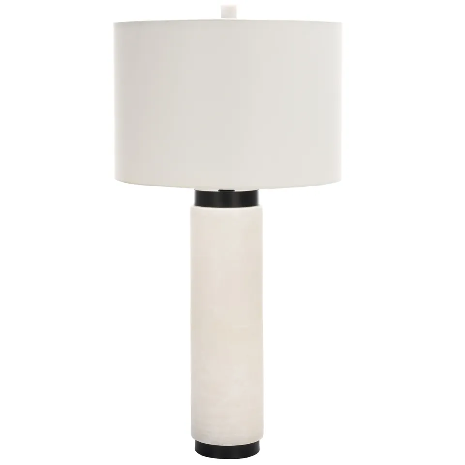 Sydni Alabaster Pillar Table Lamp - White - Safavieh