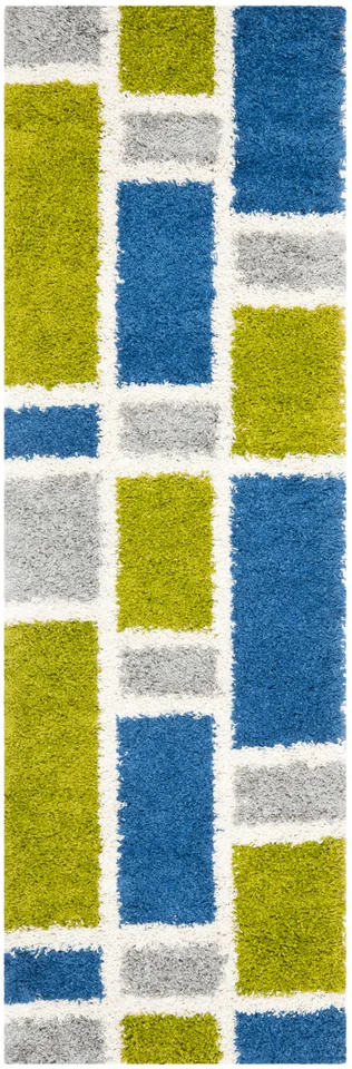 Arlo Home Woven Area Rug, SG911-6552, Blue/Green,  2' 3" X 7'