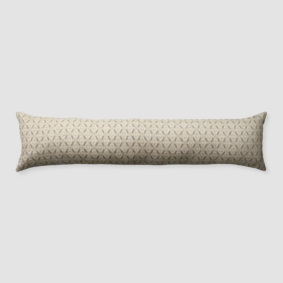 The Citizenry Ayana Block Print Lumbar Pillow | Sage