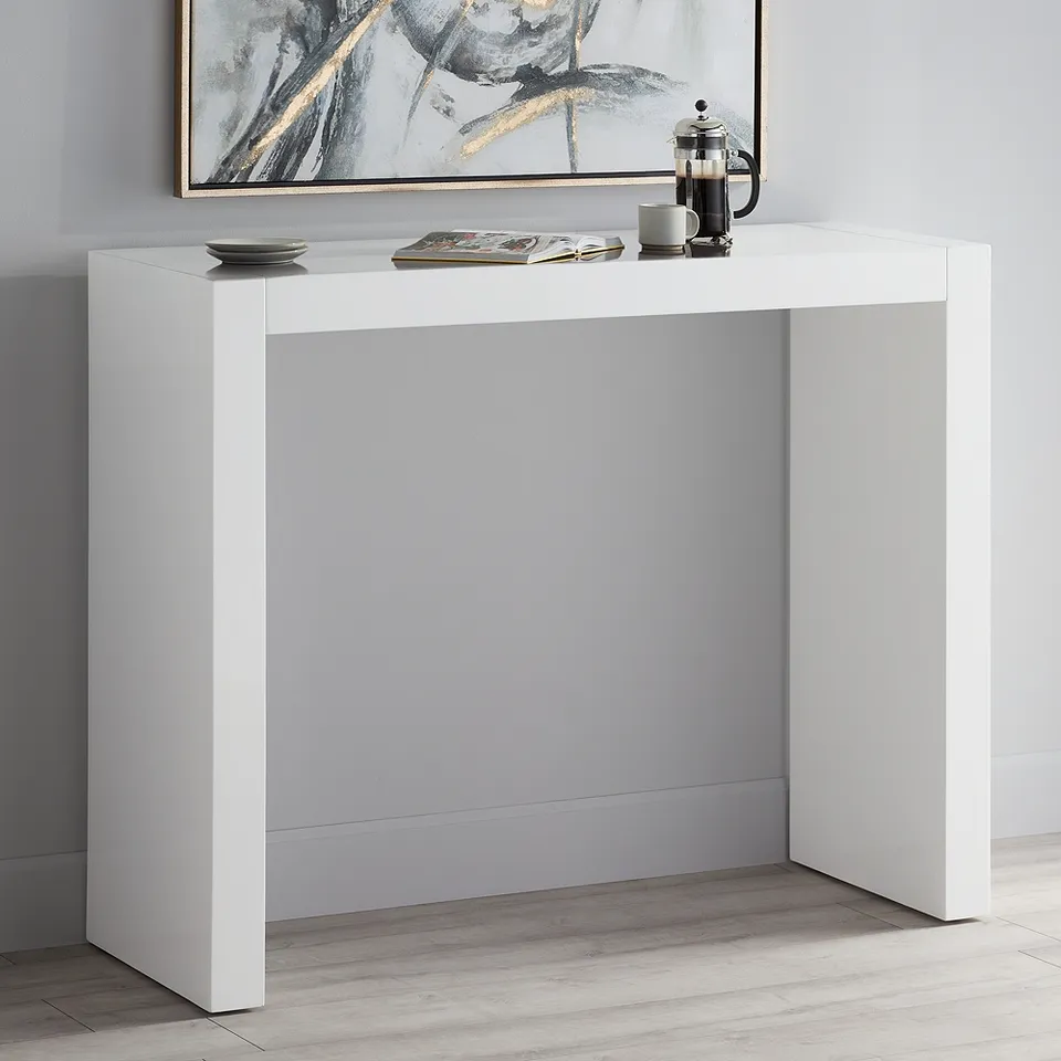 55 Downing Street Jessa 50" Wide Modern Gloss White Bar Table