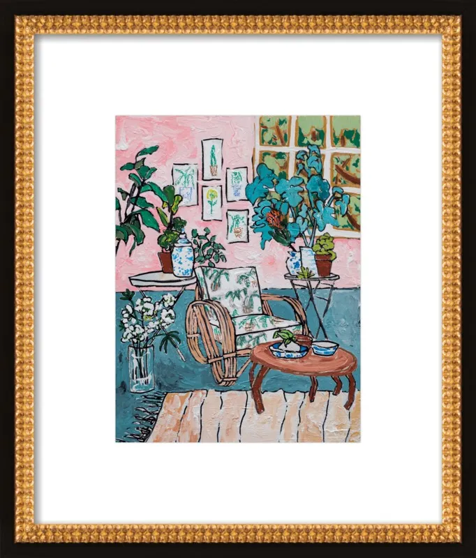 Cane Chair in Tropical Interior by Lara Lee Meintjes for Artfully Walls