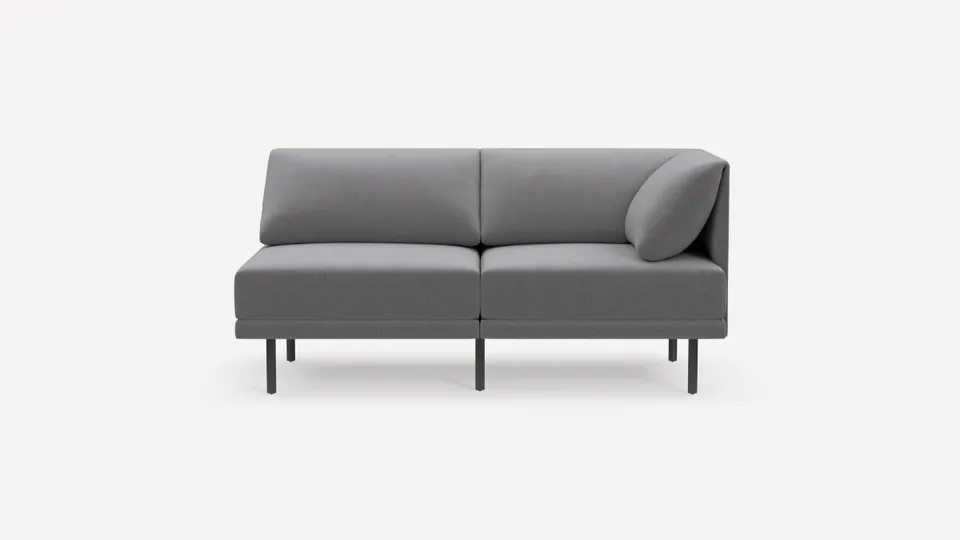 Range 2-Piece One Arm Sofa - Stone Grey - Performance Flatweave / Black - Metal