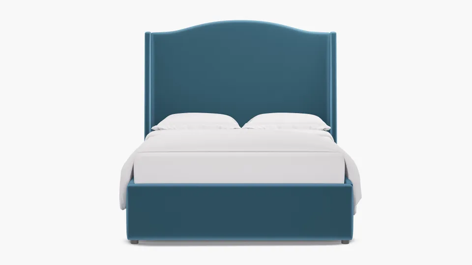 Curved Wingback Bed, French Performance Plush Velvet, Full