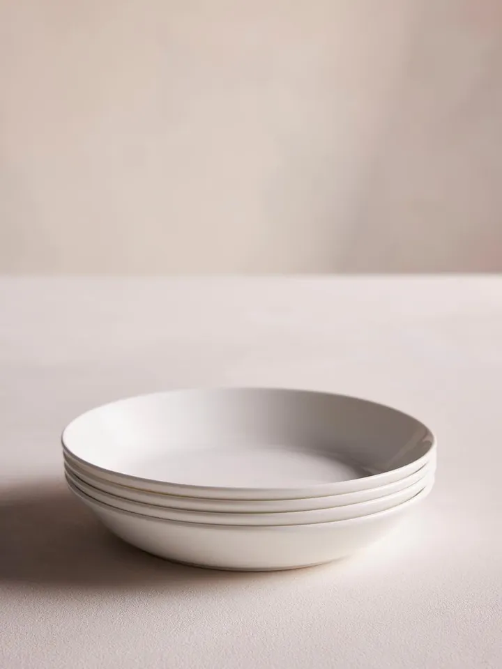 House Low Bowl, Bone China, White, Set of Four