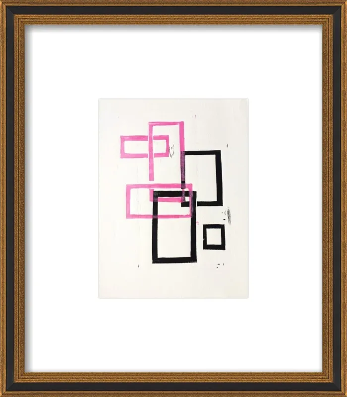 Pink and Black Geometric Squares x2 by Stacy Rajab for Artfully Walls