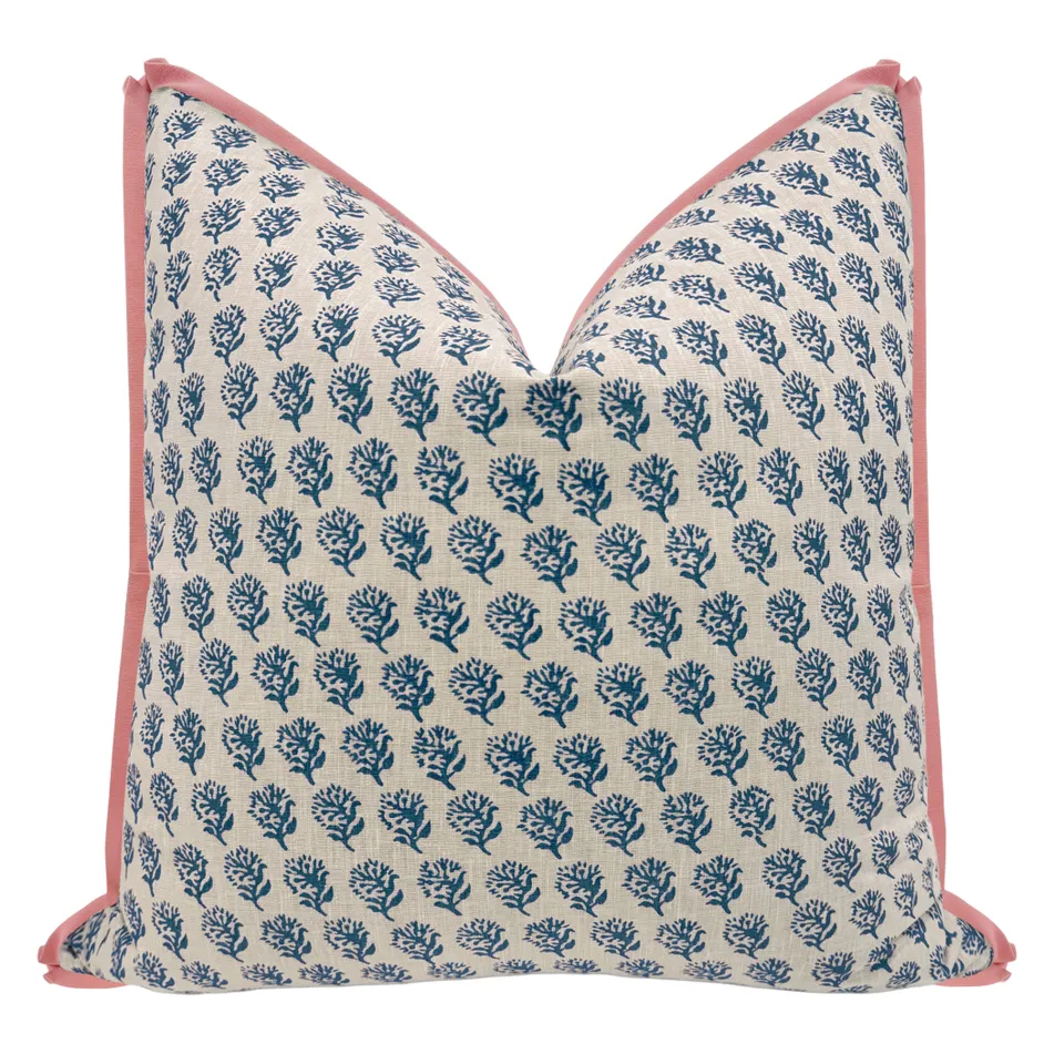 DANDY BLOCK PRINT // INDIGO | LDC - 14" X 24" / CORDING / Celadon
