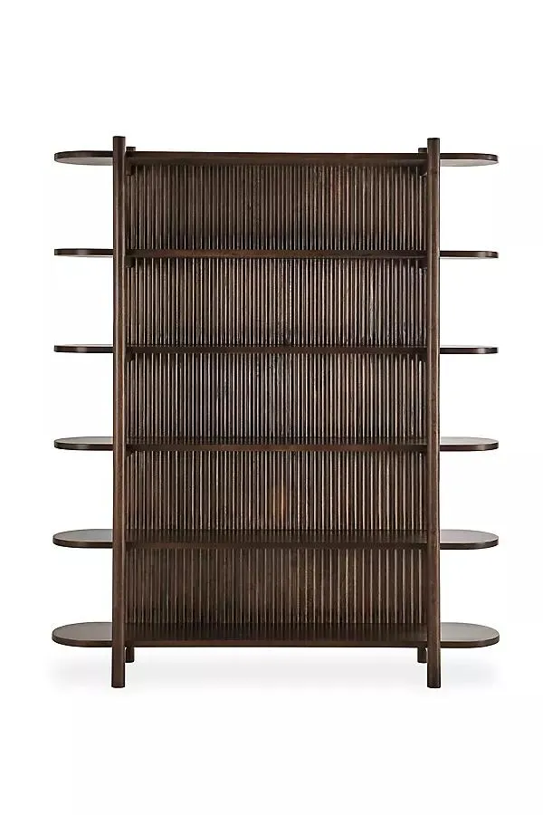 Redford Tall Fluted Wood Bookcase