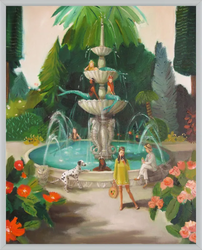 Selfie At The Mermaid Public Fountain by Janet Hill for Artfully Walls