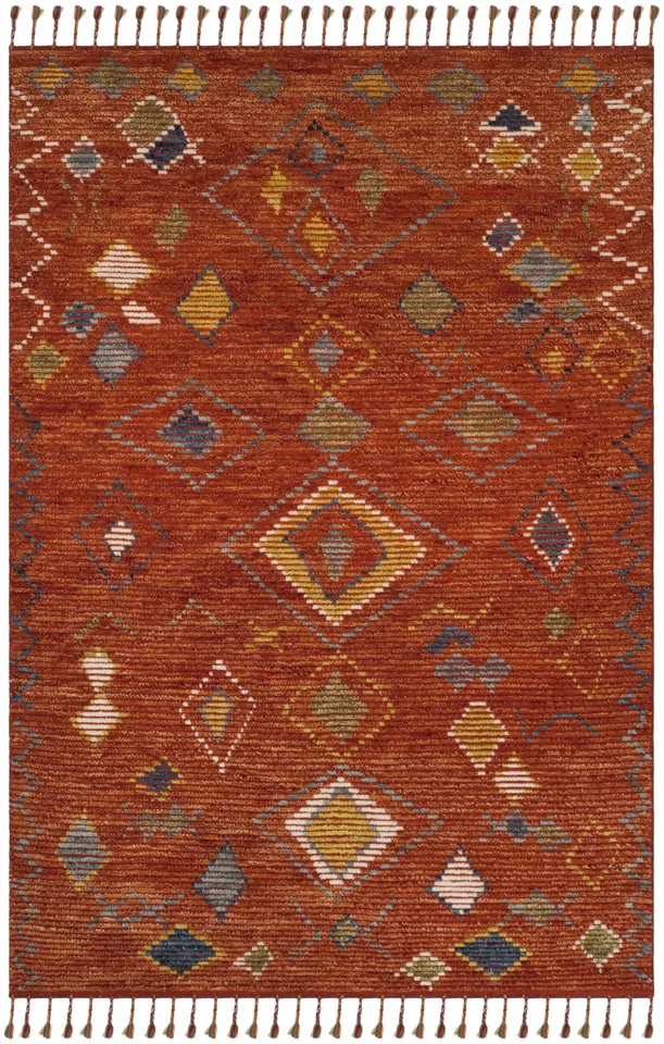 Arlo Home Hand Knotted Area Rug, KNY545A, Red/Multi,  6' X 9'