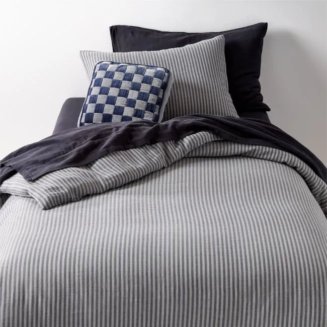 Supersoft Deep Indigo Striped Gauze Kids Full/Queen Duvet