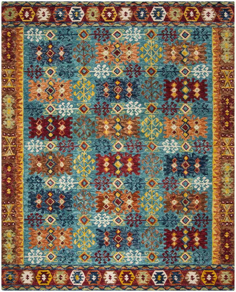 Arlo Home Hand Tufted Area Rug, APN503A, Blue/Red,  8' X 10'