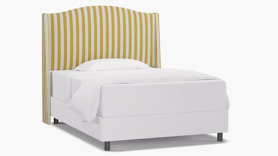 Classic Wingback Headboard, Citrine Cabana Stripe, Full