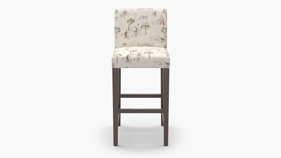 Signature Dining Bar Stool, Multi Central Park Toile, Espresso Square Tapered Leg