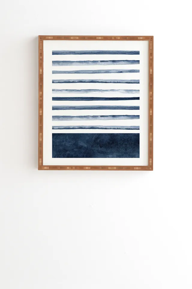 Stripes Watercolor Pattern by Kris Kivu - Framed Wall Art Bamboo 12" x 12"