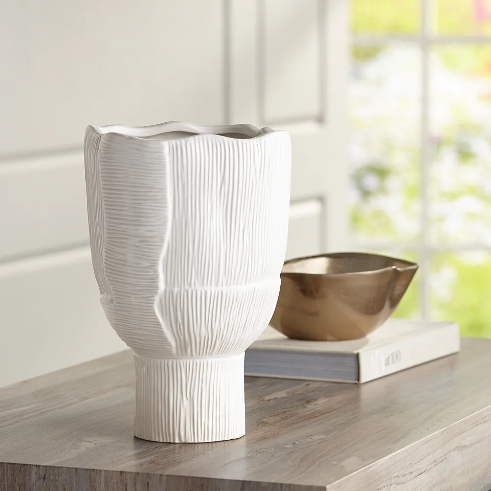 Hansville Matte White 13  1/2" High Decorative Vase