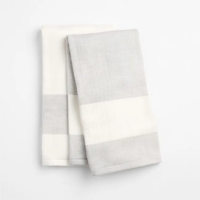 Cucina Grey Organic Cotton Absorbent Terry Kitchen Towels, Set of 2