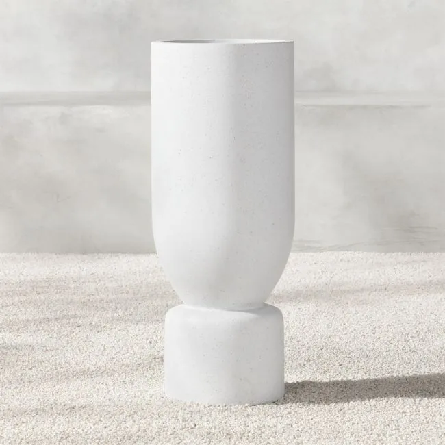 Flatform Round White Cement Indoor/Outdoor Large Planter 35"H