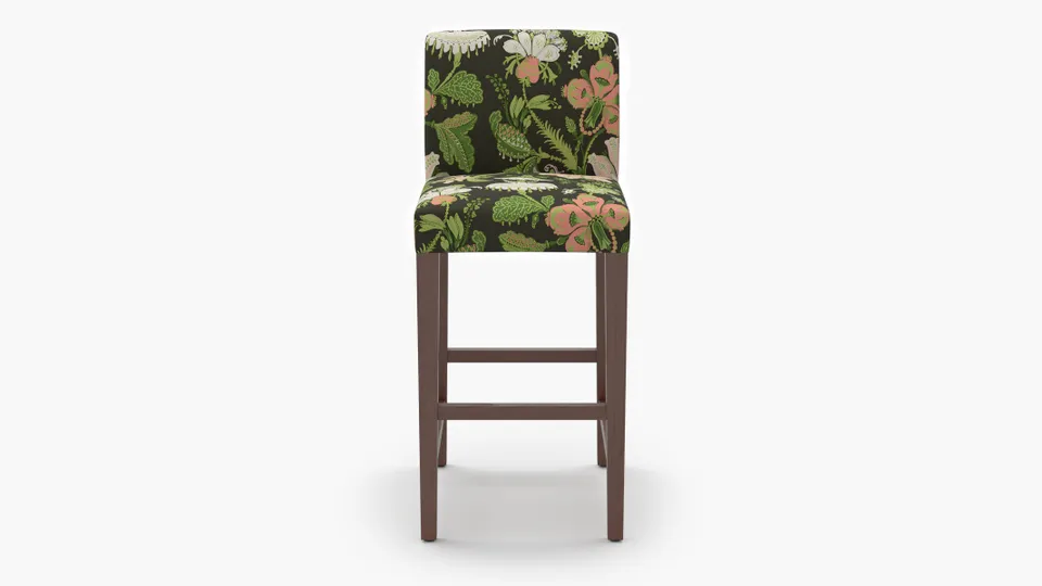 Signature Dining Bar Stool, Coral Onyx Rossetta, Walnut Square Tapered Leg