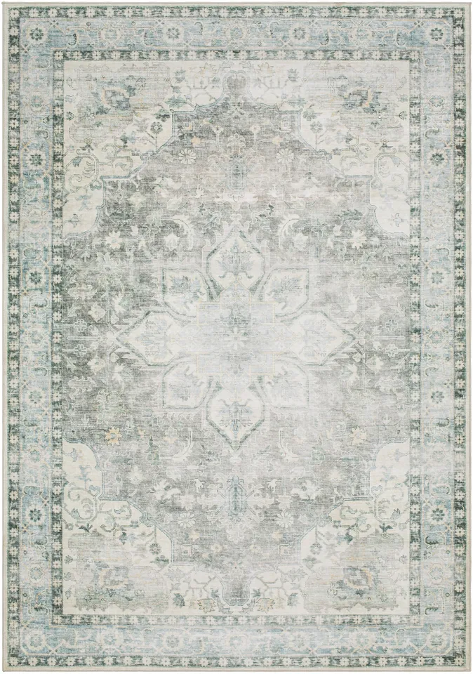 Lavable Gray Indoor 2' x 2'11" Machine Woven Rug