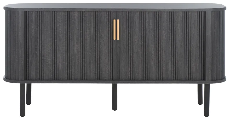Tealla Sideboard / Media Stand - Distressed Black / Gold